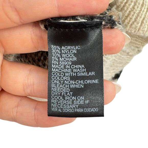 Gianni Bini Tan & Black Leopard Print Mohair Wool Blend Knit Pullover Sweater - Picture 11 of 11